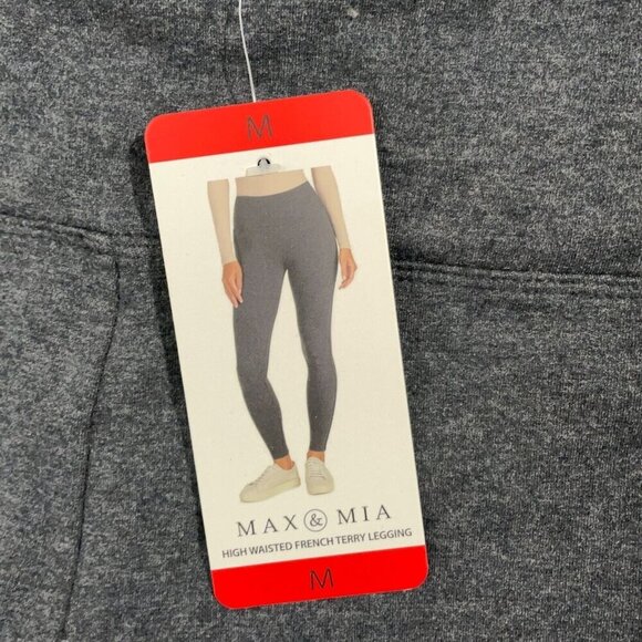 NEW Max & Mia Women's M High Waisted French Terry Leggings Chacoal - Picture 5 of 6